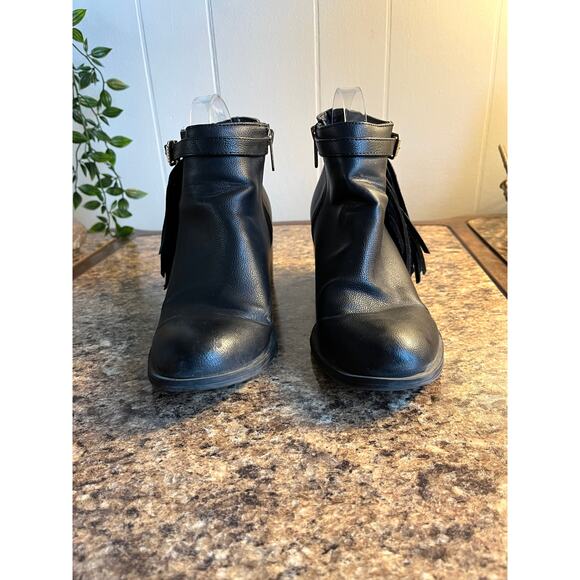 Circus Sam Edelman Jolie Black Fringe Ankle Boots Womens 8 Boho Moto Biker - Picture 3 of 10